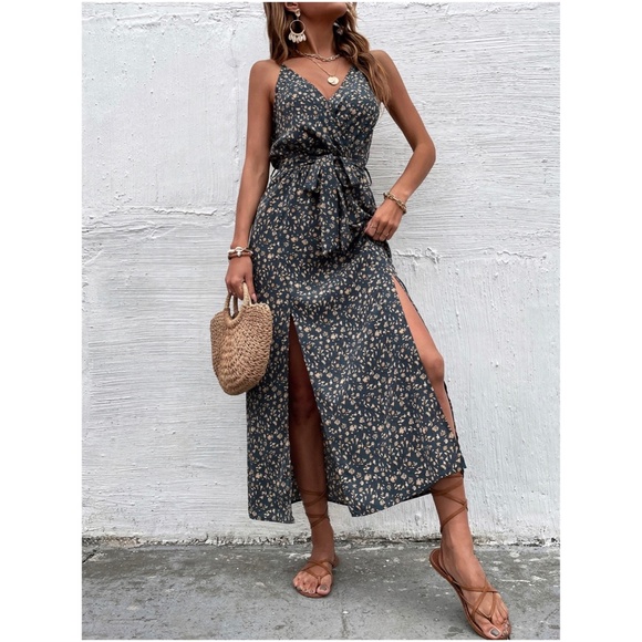 Bohemian  Floral Split Hem Cami Maxi Dress - Picture 3 of 4